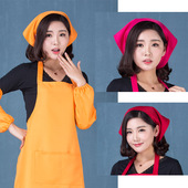 饰韩版 三角巾 服务员头巾咖啡店酒店工作纯单色帽西餐厅装 女