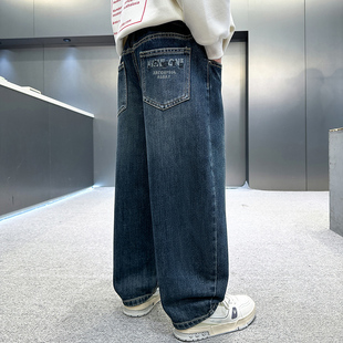 春秋款 子中大童宽松老爹长裤 2025新款 男宝女宝裤 潮 时尚 儿童牛仔裤