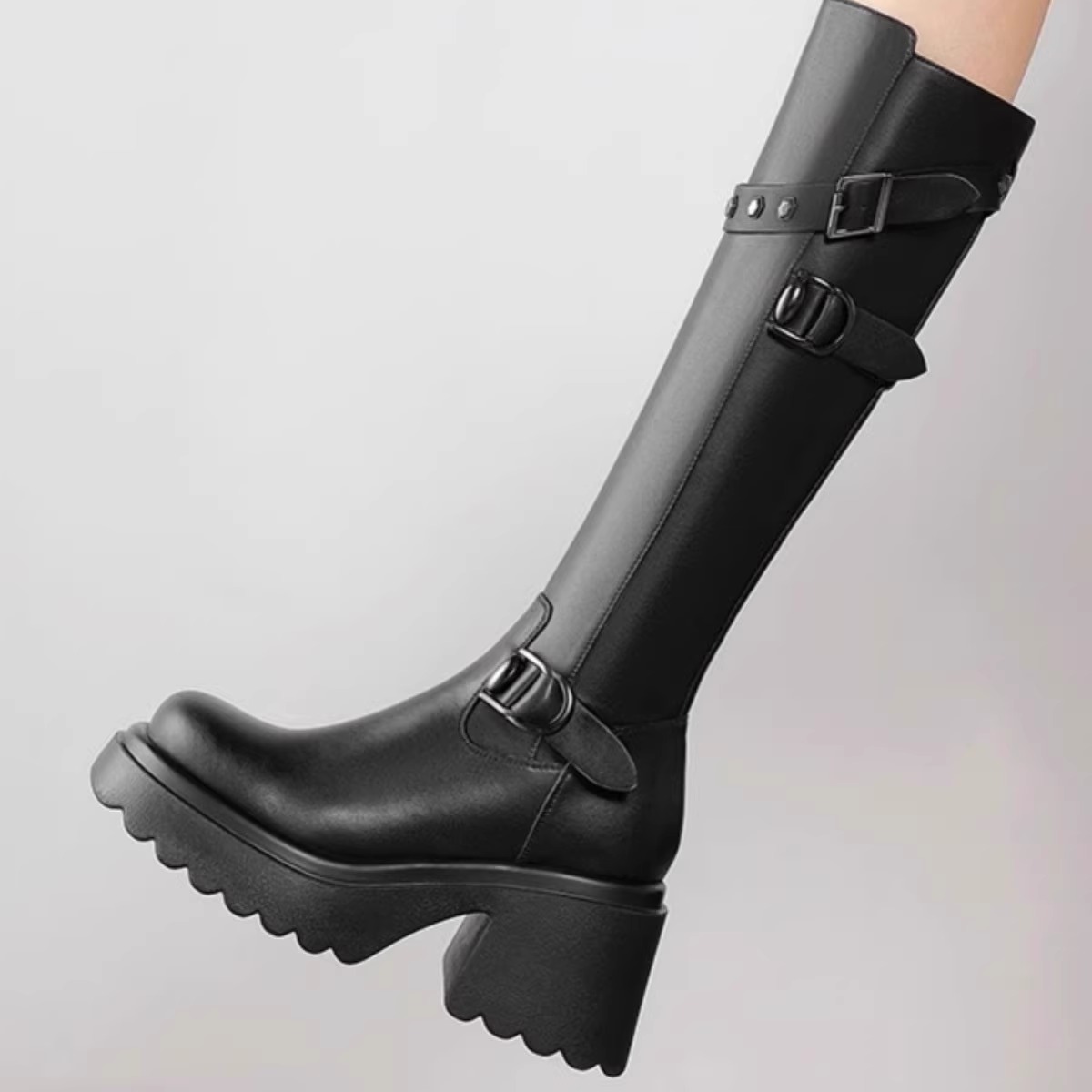 小个子增高不过膝长筒靴骑士靴