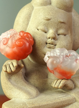 雕件南红玛瑙吉祥如意男女镂空