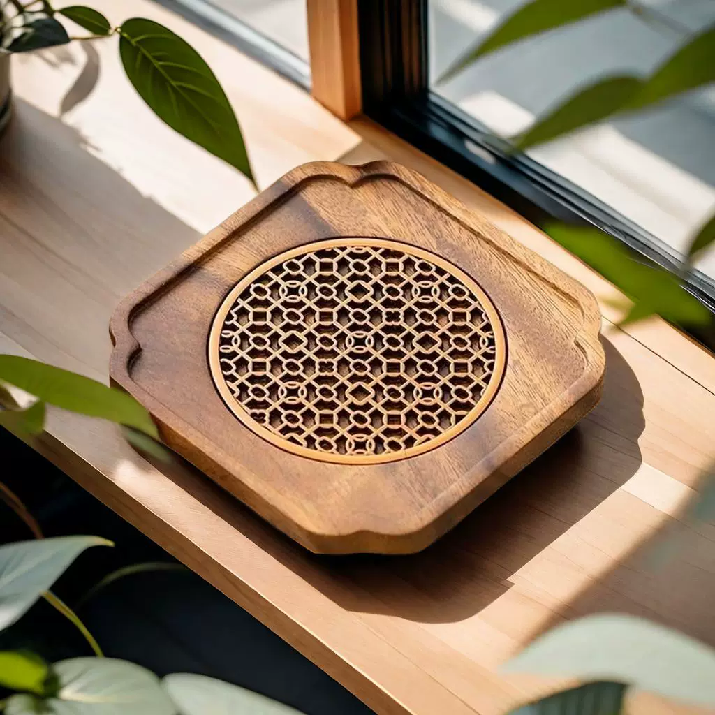 南美胡桃木壶承实木复古梅花壶垫家用茶道简约隔热杯垫茶垫茶托盘