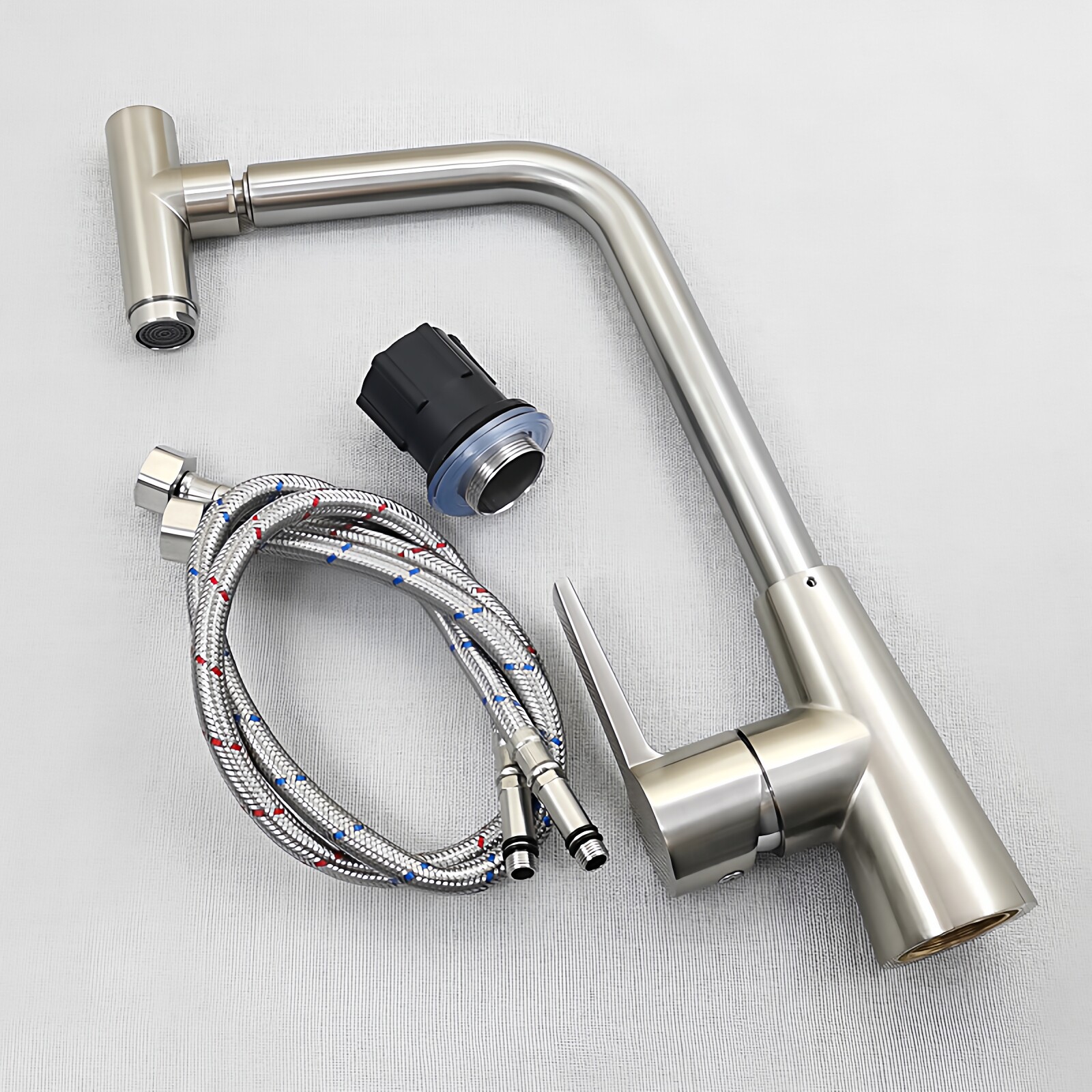 外贸出口不锈钢拉丝厨房冷热水龙头厨房混水阀双旋转洗菜盆水龙头