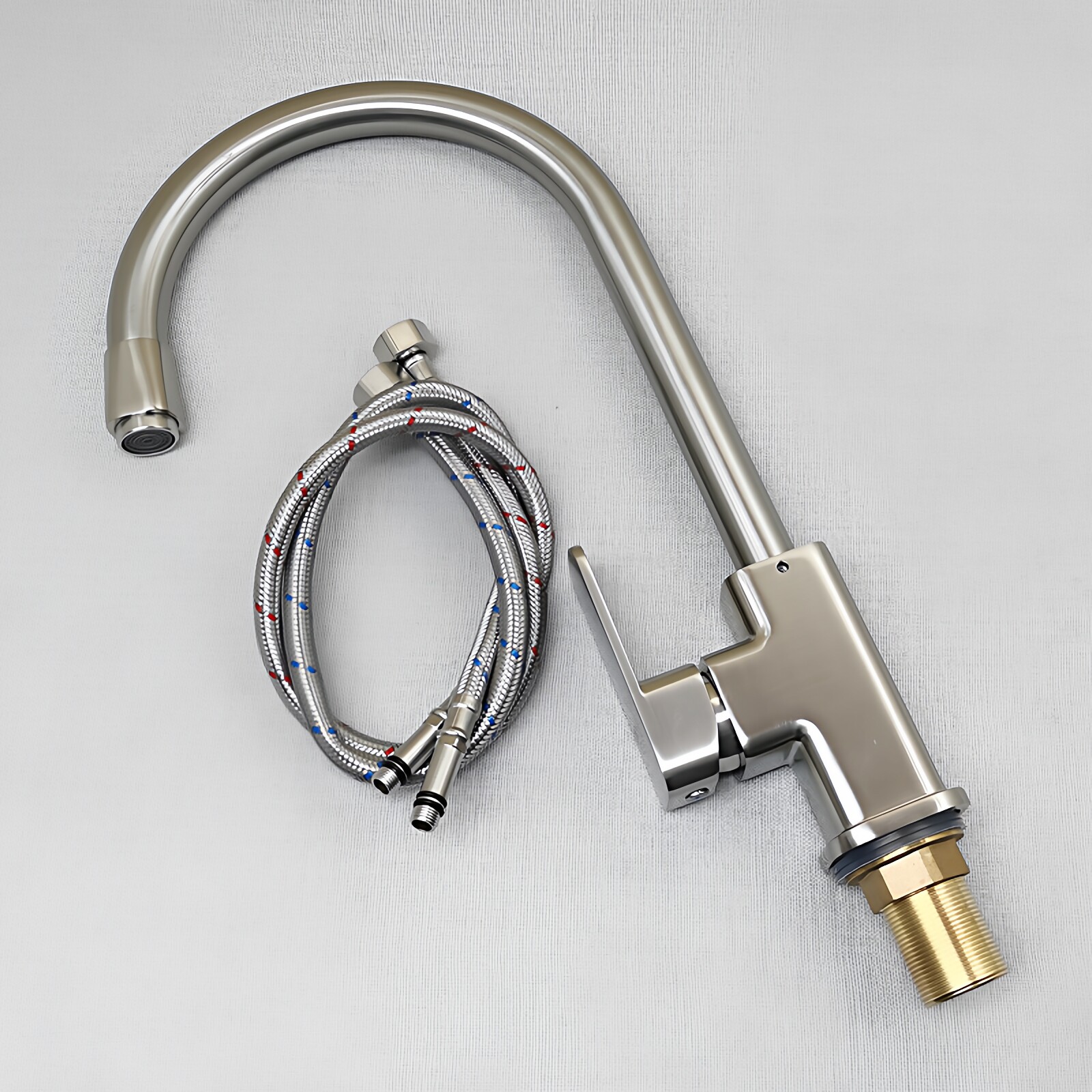 外贸品质冷热厨房水龙头不锈钢家用洗菜盆黄铜四方混水阀包邮促销