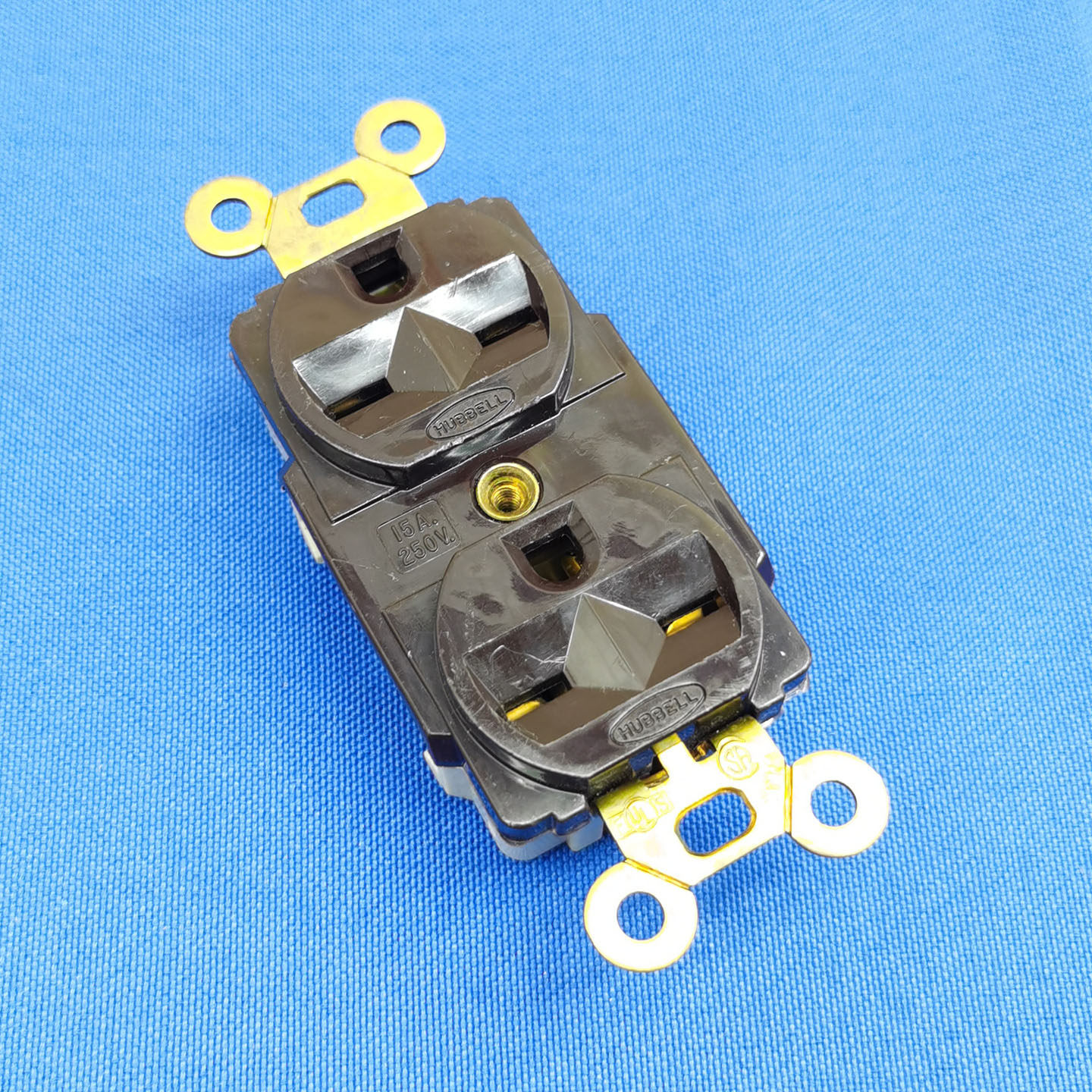 美国二手荷宝HUBBELL美标插头插座全铜横插座十字一字横插头