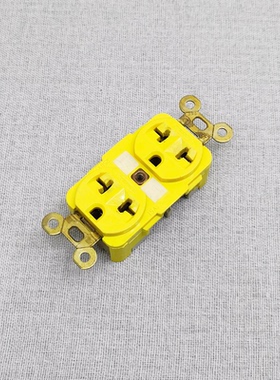 美国进口二手荷宝HUBBELL美标电源插座黄色铜底船舶级别使用座芯