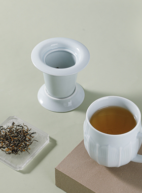 N21莲说茶杯茶水分离陶瓷杯带盖子过滤茶具办公家用水杯茶道杯