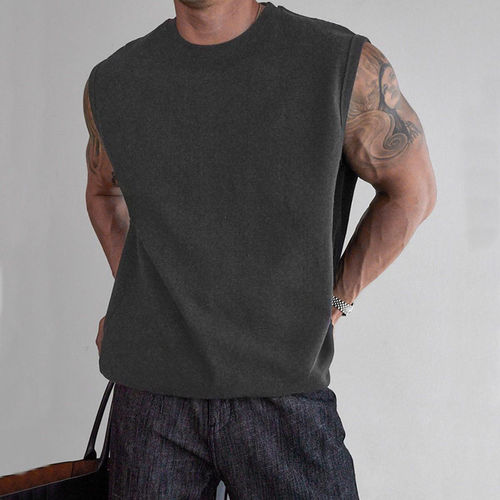 Men's solid color vest sleeveless casual sports loose vest