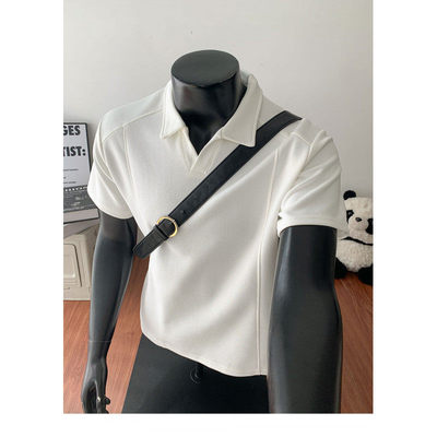 Solid color slim V-neck short-sleeved T-shirt 纯色V领短袖T恤