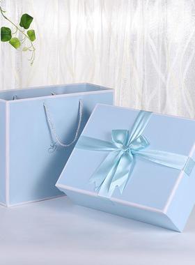 粉色蝴蝶结生日礼物礼品盒蓝色天地盖空盒护肤品大号伴手礼空礼盒