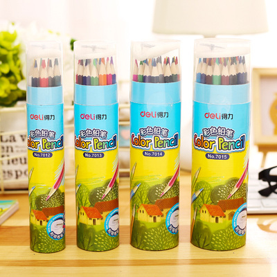 得力小学生彩色铅笔用绘画笔12色