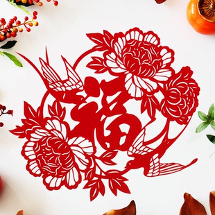 2026马年植绒剪纸窗花绒布福字双面镂空雕刻玻璃窗贴门贴新年装饰