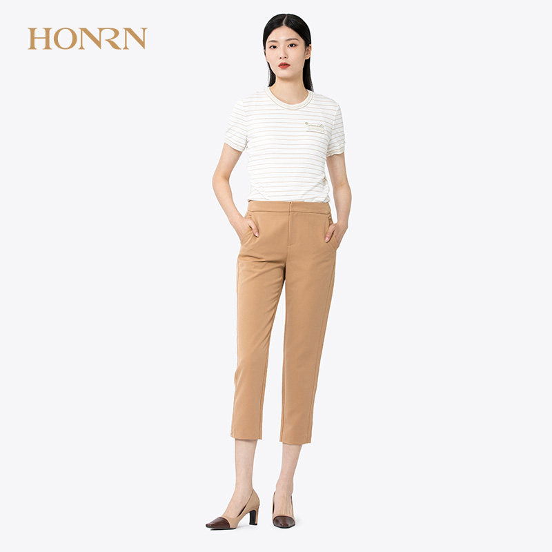 honrn/红人专柜正品春季女装九分裤萝卜裤单裤商场同款hf11ok421