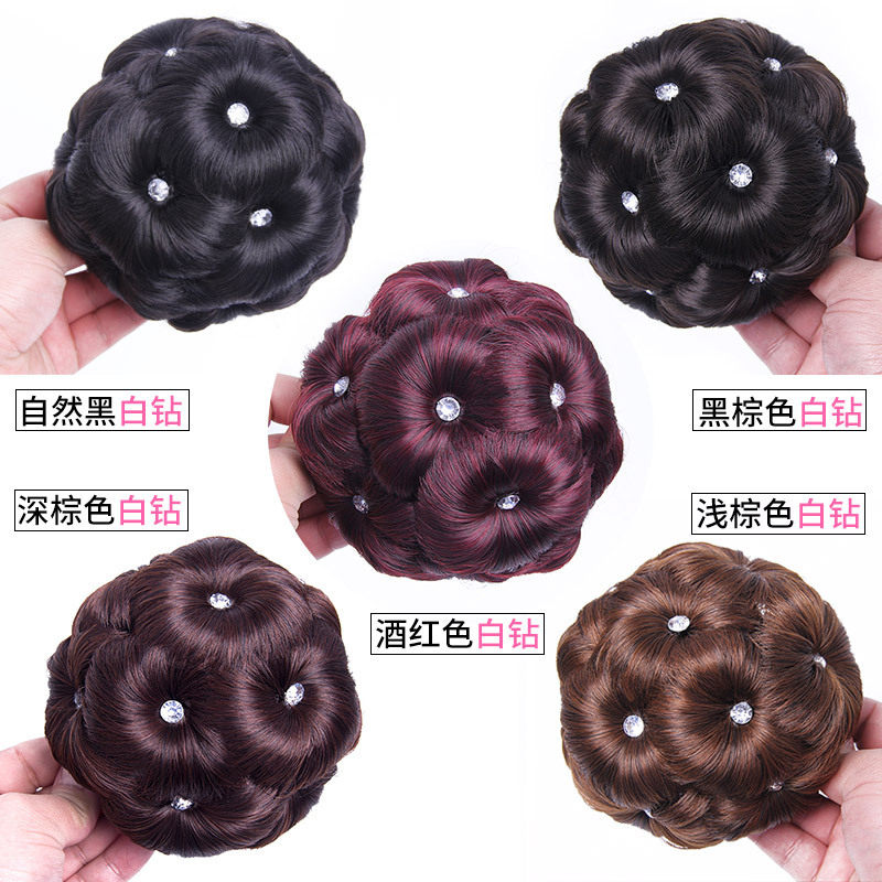 抓夹花苞头仿真发丸子头发夹九朵花逼真发包盘发抓夹式头花盘发器