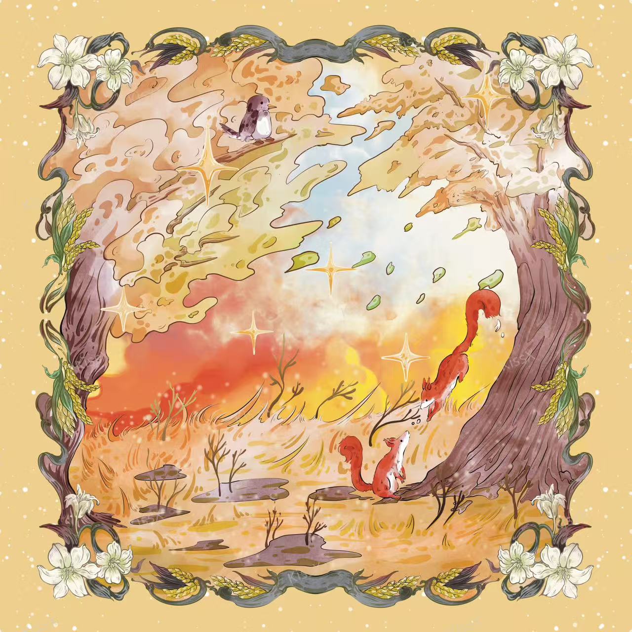 鎏金秋天绒桌布70CM丽丝绒塔罗牌神谕卡绒桌布