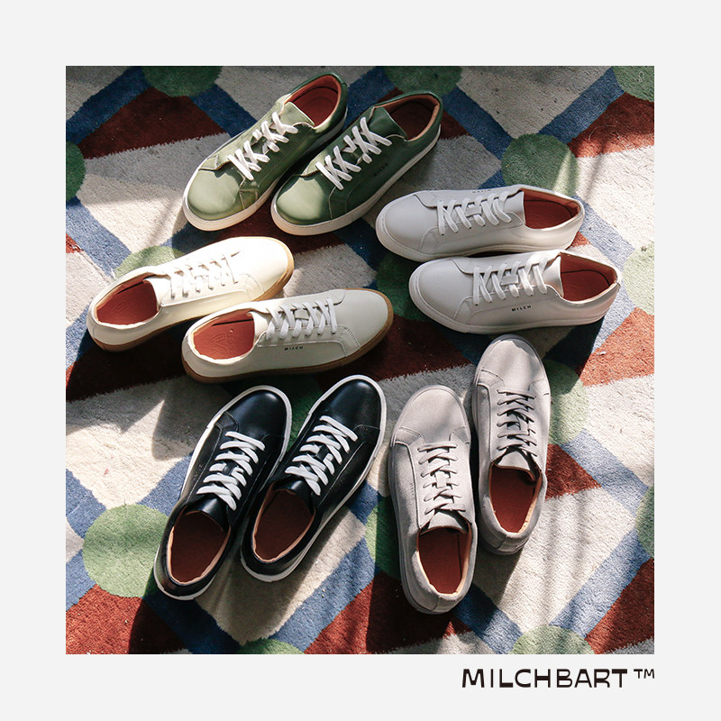 milch丰海同款时尚米色小白鞋