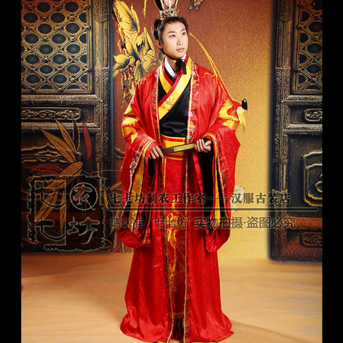 七七坊男士结婚汉服婚服华服绣花龙纹大氅国潮古风男士中式新郎