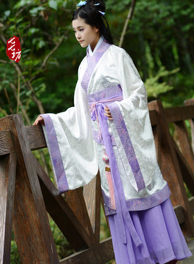 曲裾汉服77坊提花秦汉战国