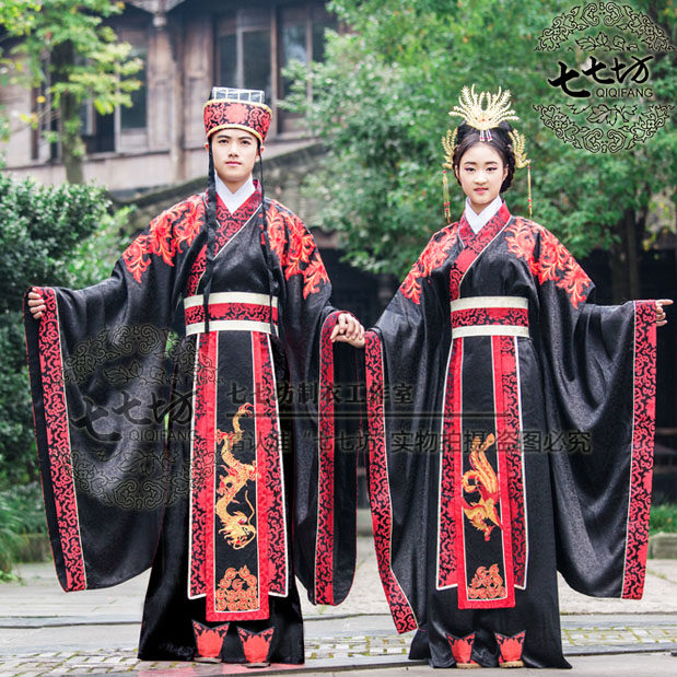 七七坊正统汉服全套华服中式周制式蔽膝襦裙两色昏婚服男女套装