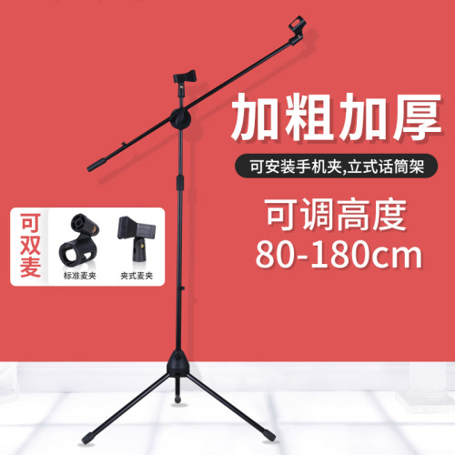 双麦立式专业加粗可升降话筒支架