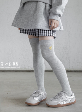 儿童高筒过膝盖长袜子女童长筒袜纯棉白色学生打底袜春秋薄款潮袜