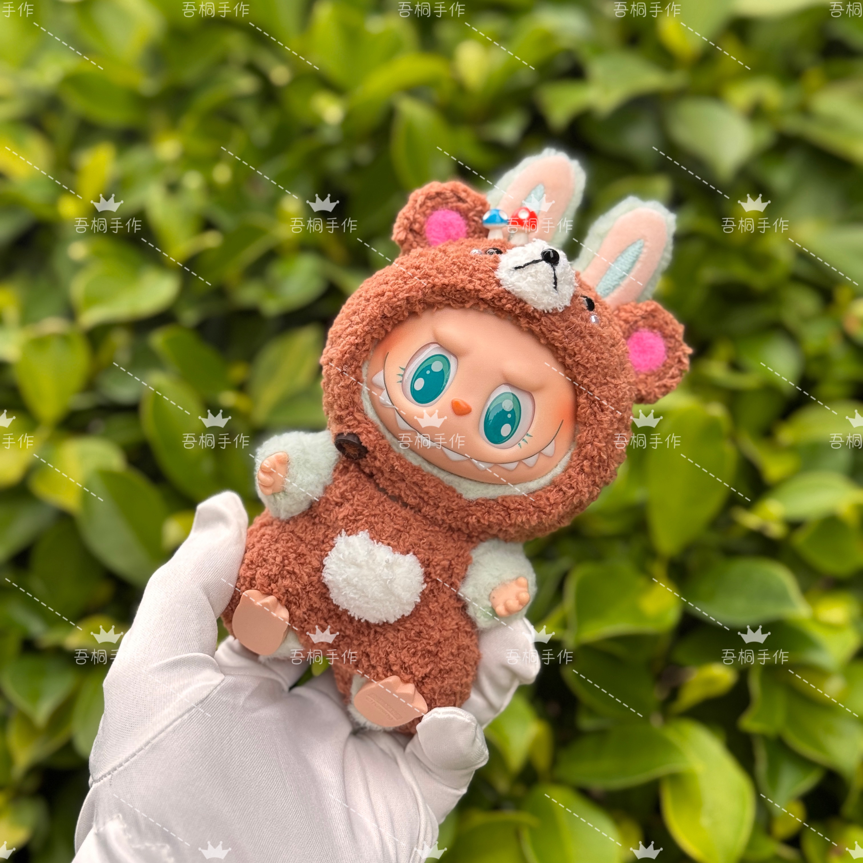 泡泡玛特拉布布labubu公仔着替一二代手工娃衣衣服马卡龙坐姿