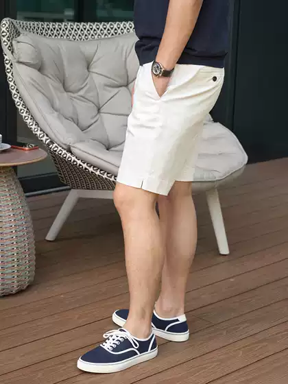 【262404010】American-Style Simple Luxury Casual Retro Elastic Cotton Washed Shorts Men's Neat Five-Point Shorts