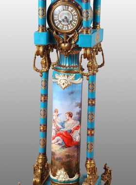 欧式风纯手工彩绘钟表落地摆件