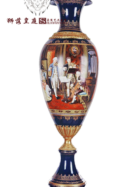 豪华欧式风纯手工彩绘落地摆件