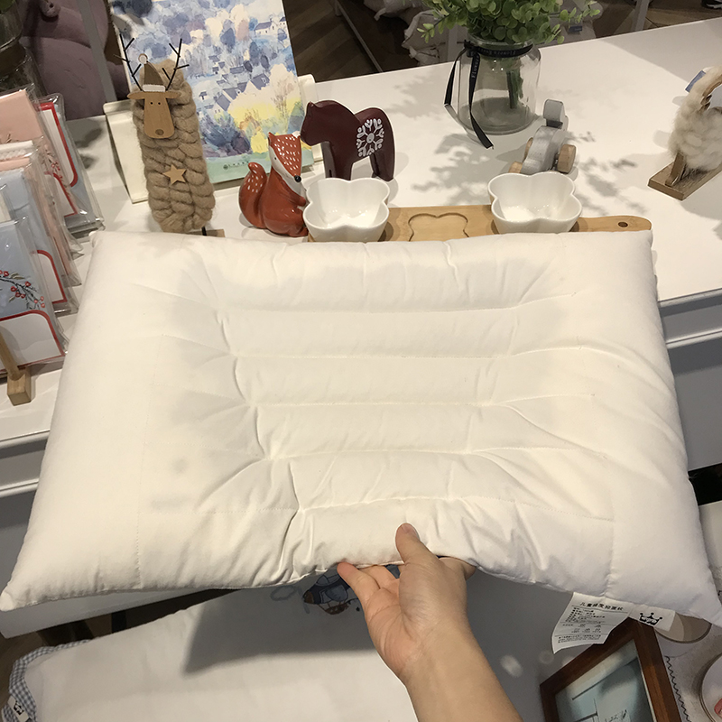 宝宝A类全棉决明子枕芯 幼儿薄款上层决明子下层羽丝棉超薄枕头