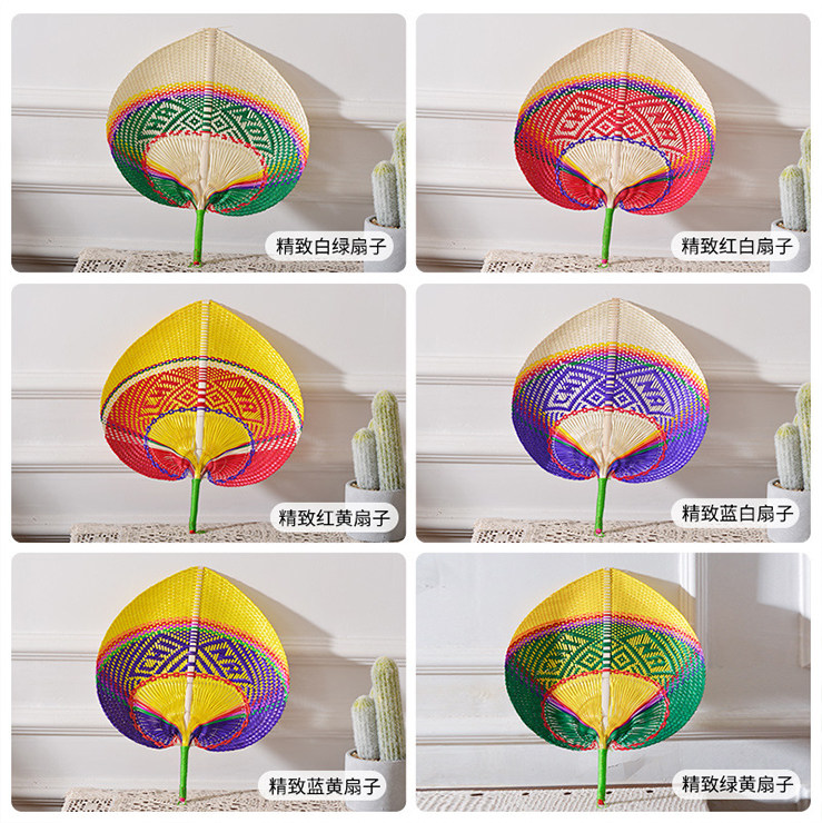 수제 대나무 직조 공예 부채 대형 부들 부채 짠 부채 장   부채 모기 구충제 휴대용 부채 절묘한 부채