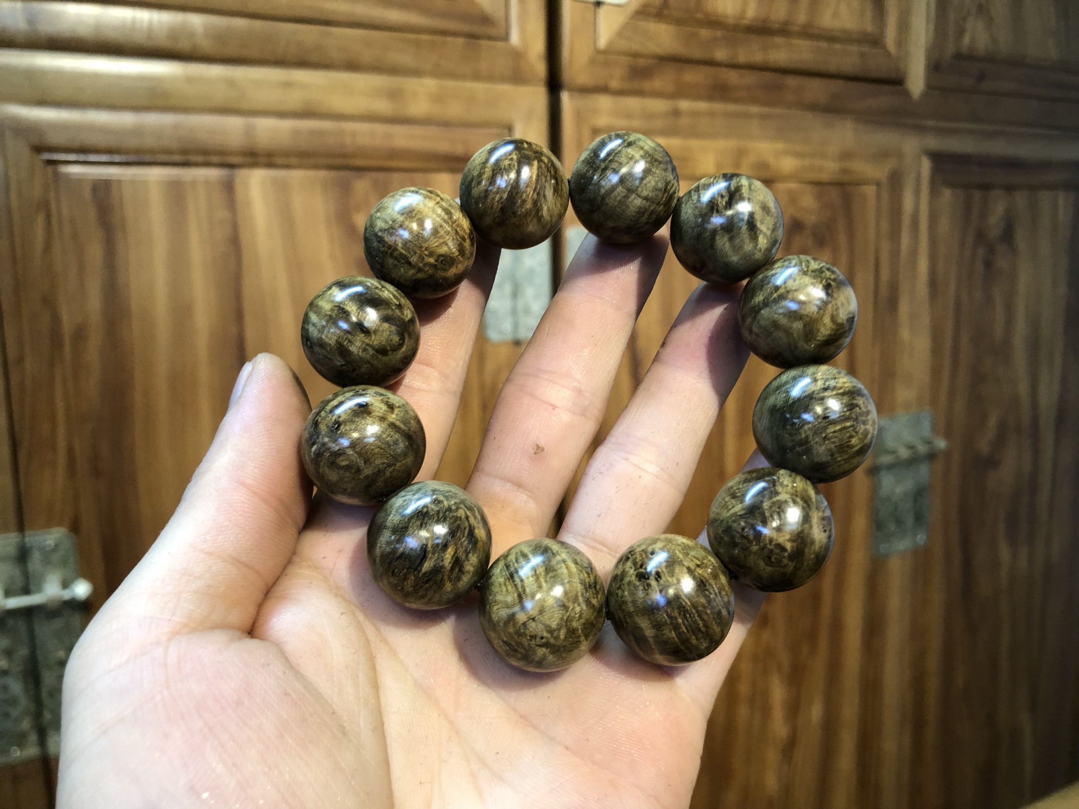 海南坡垒木手串 溜疤料阴沉帝王绿料 2.0尺寸 自玩收藏送礼