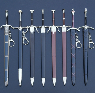 杰洛特新异兽钢剑黑火甘道夫长爪青冥剑纳西尔圣剑武器钥匙扣模型