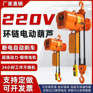 行车起重机 220V环链电动葫芦单相电小吊机家用0.5吨1T2t5吨链条式