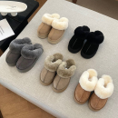 桑坡羊毛拖鞋皮毛一体休闲包头舒适简约加绒厚底毛毛拖鞋女外穿