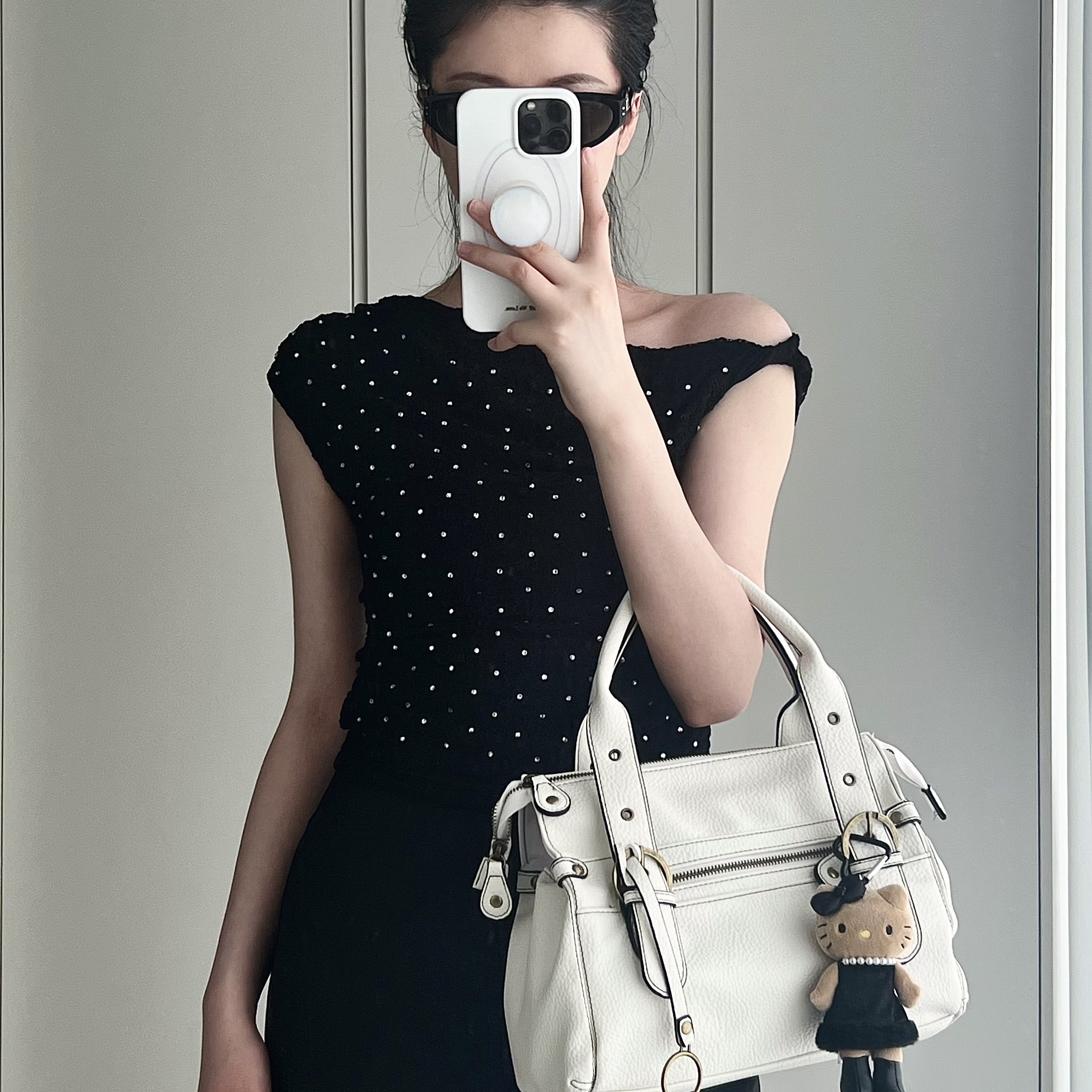 vintage复古荔枝纹机车包