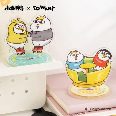 小刘鸭杂货铺旋转亚克力桌面摆件立牌360°旋转回旋可爱创意卡通