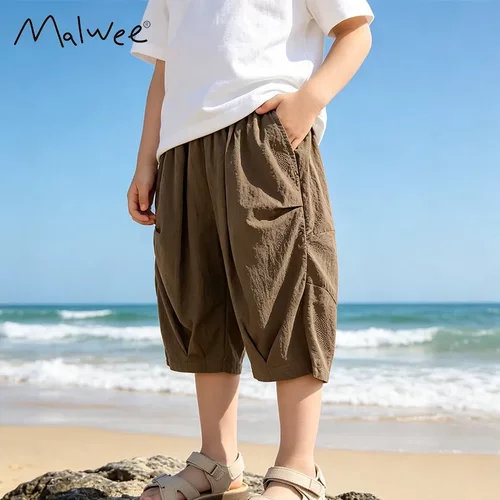 跨境malwee夏季新品童装童裤中小童薄款弹力亲肤舒适百搭运动款