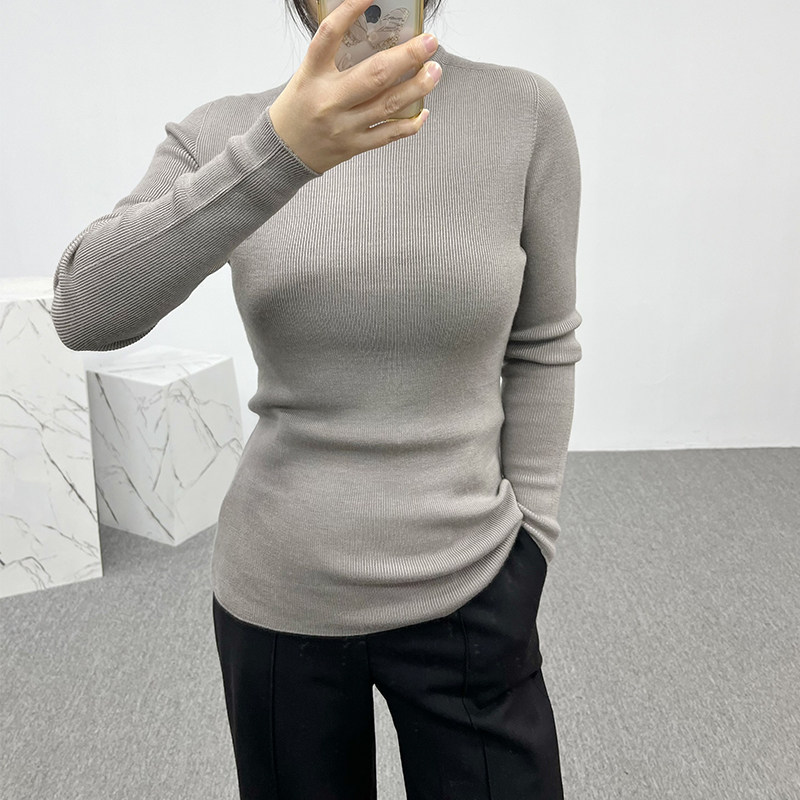 2023秋冬新款女士高领羊毛衫修身显瘦超细羊毛打底衫气质百搭毛衣