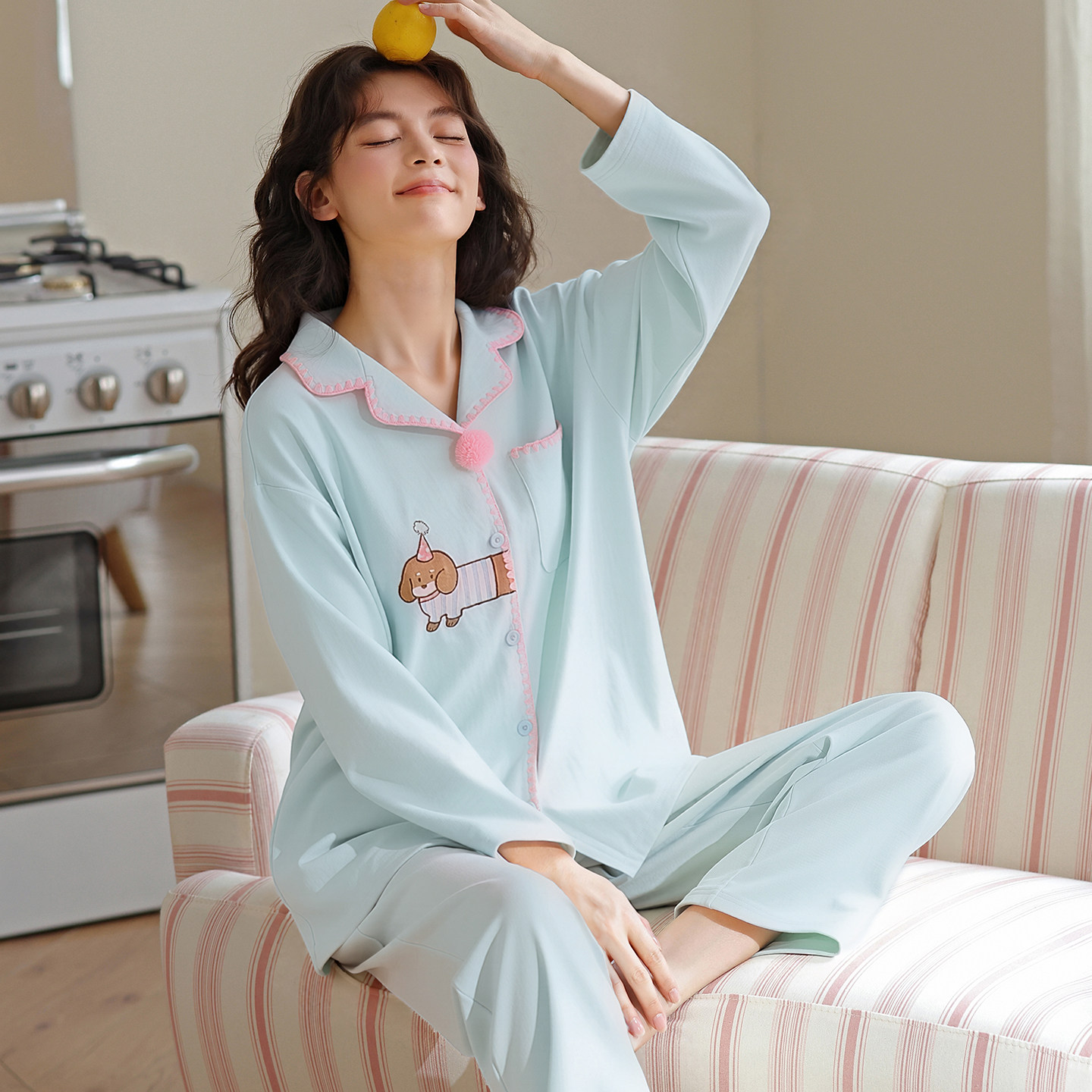 纯棉睡衣女款春秋季抗静电长袖长裤套装可爱腊肠狗卡通休闲家居服,女士内衣/男士内衣/家居服,睡衣/家居服套装,淘宝优惠券,粉丝福利购,淘宝优惠卷