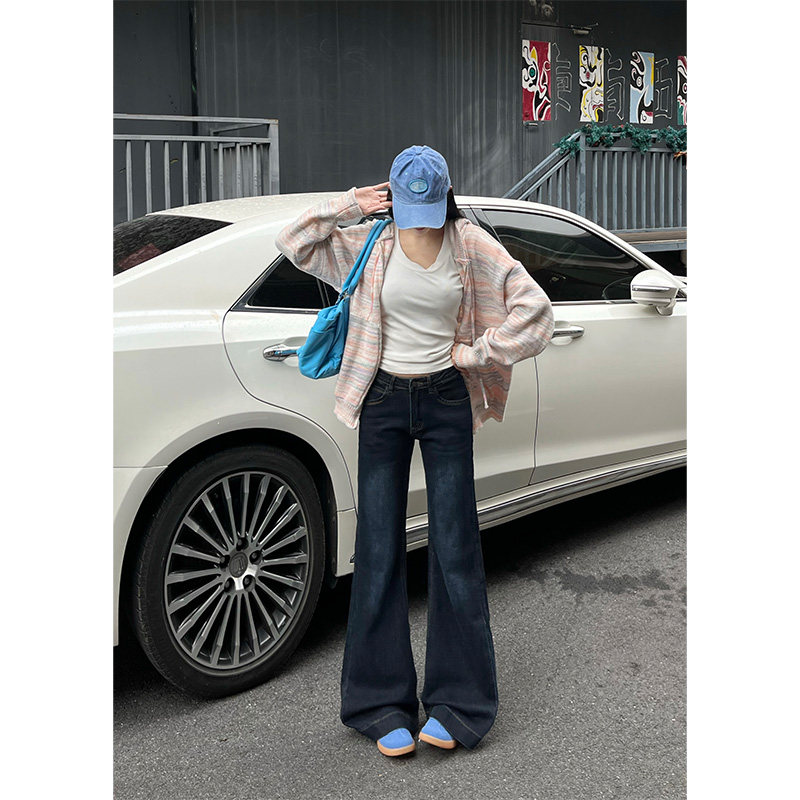 依琳家美式高街蓝灰色加厚微喇牛仔裤女秋冬2026低腰显瘦直筒裤子,女装/女士精品,牛仔裤,淘宝优惠券,粉丝福利购,淘宝优惠卷