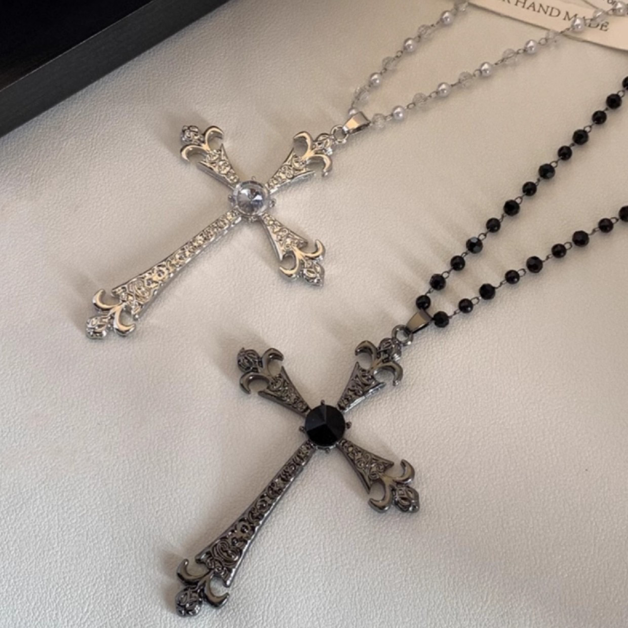 Willa｜哥特风黑色十字架项链秋冬卫衣毛衣链长款高级感亚比配饰