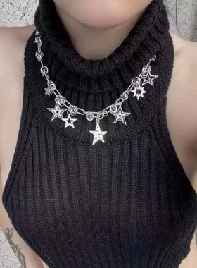 Willa｜千禧yk银色海星项链长款吊坠项链小众设计甜酷辣妹卫衣链