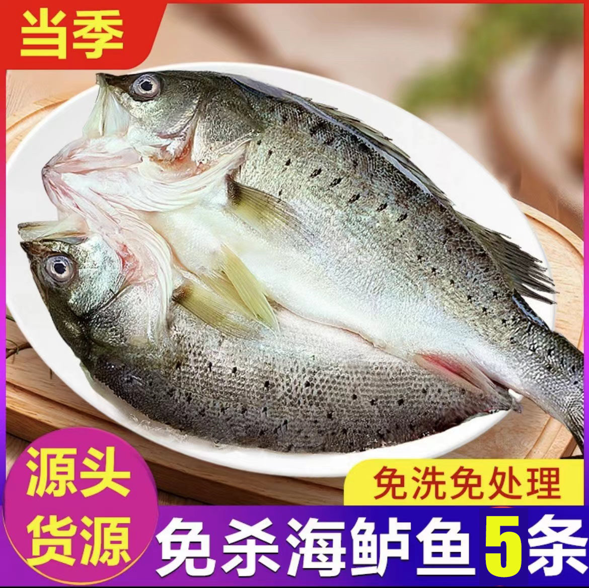 海鲈鱼开背免处理新鲜速度海鲈鱼