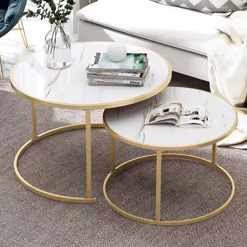 Северный минималистский журнальный столик маленький круглый столик Light Luxury Fashion Room Черно -белая железо и железное искусство современная комбинированная экономика сборка