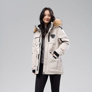 情侣羽绒服女派克服男中长款 羽小白户外工装 加厚外套冬休闲大毛领