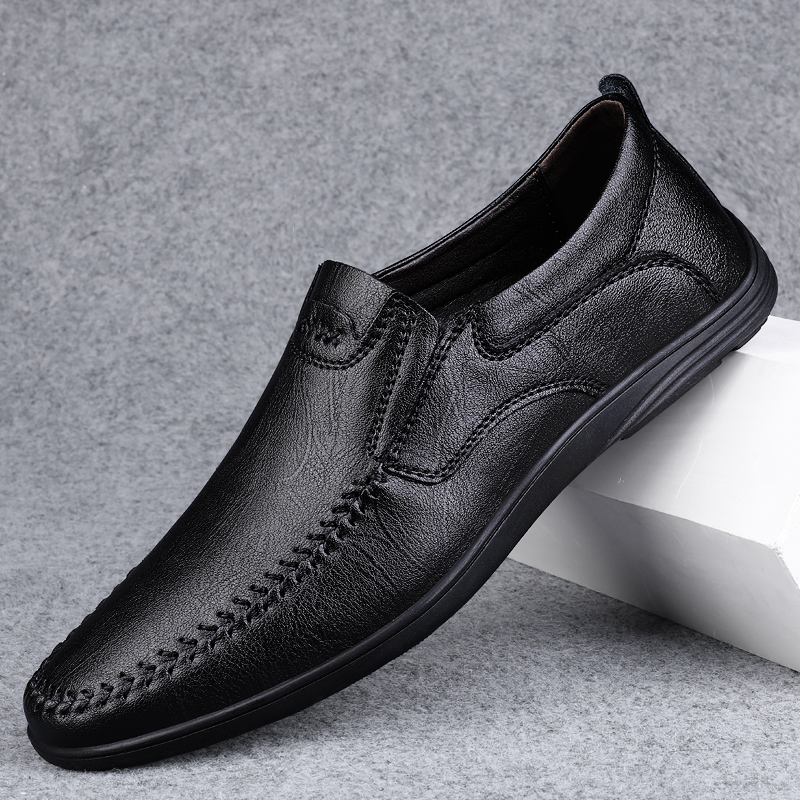 西域骆驼男士真皮休闲皮鞋软皮