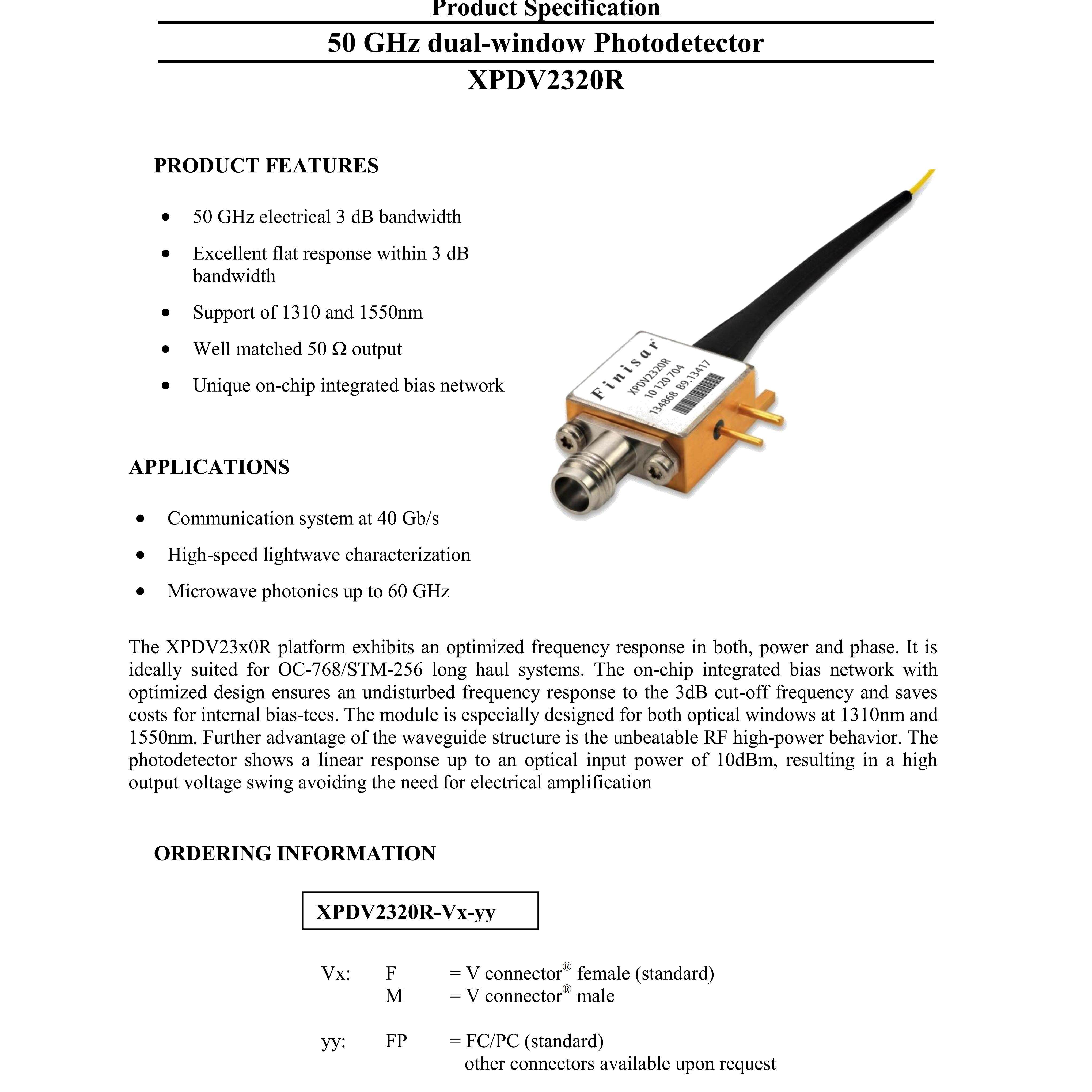 FINISARXPDV2320R光电探测器