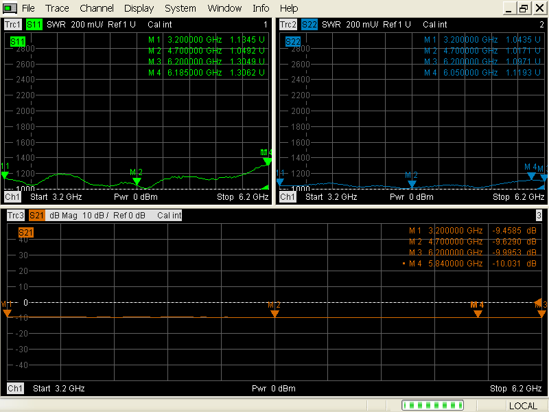 3200-6200MHz 3.2-6.2GHz SMA 30W 一分八 射频微波同轴功分器