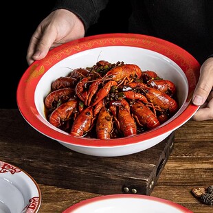 小龙虾专用盘烧烤大排档商用小龙虾盘密胺装小龙虾盘子两斤四斤装