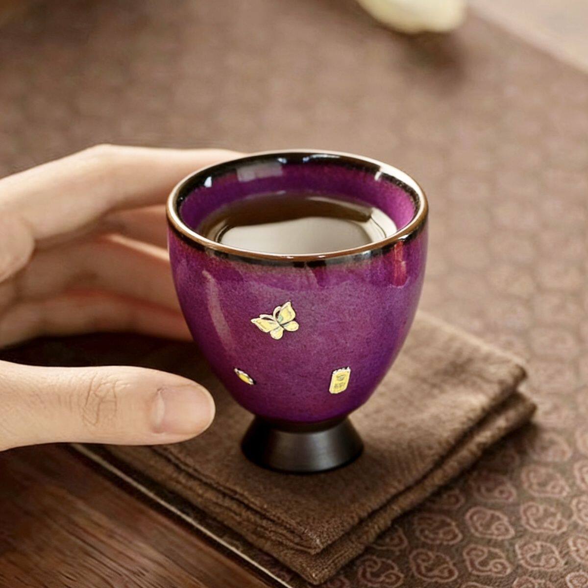 均窑锔钉主人杯陶瓷品茗杯个人专用功夫茶具泡茶盏小茶碗手工